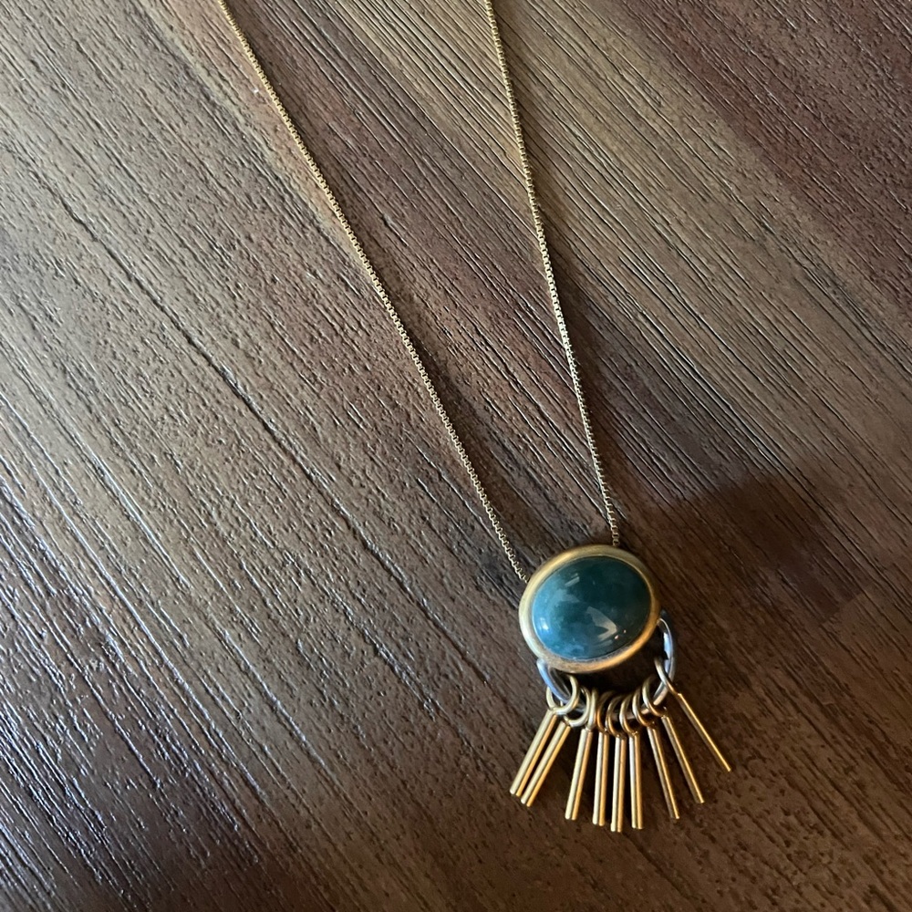 Madewell Gold Necklace with Turquoise Pendant - adjustable